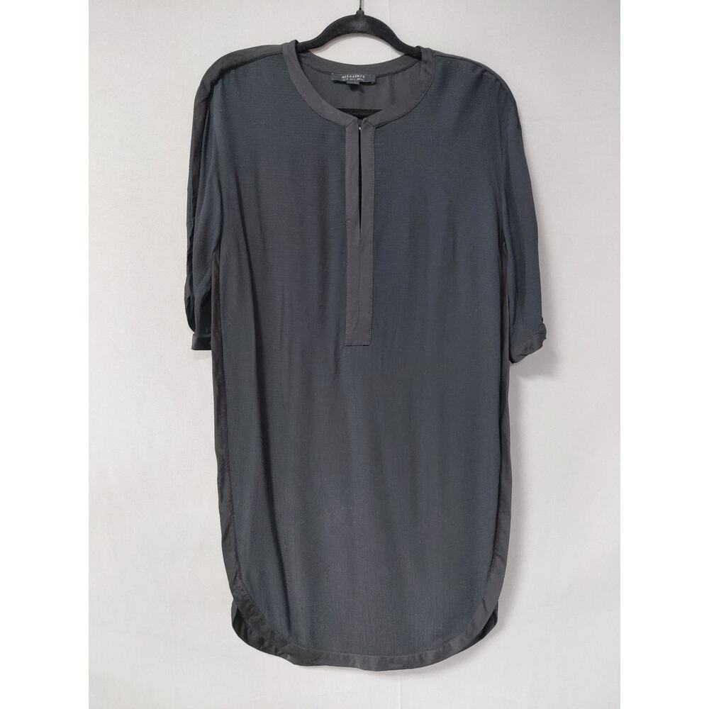 AllSaints Acry Gray Short Sleeve Tunic Blouse Top Women Size 0 - Picture 2 of 8